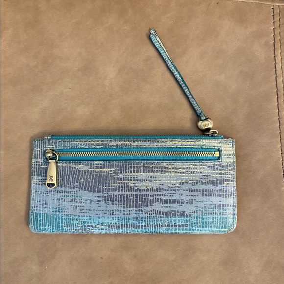 Hobo king blue cracked glass green credit card wallet small wristlet trendy - Picture 4 of 5